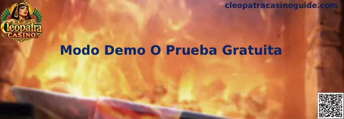 Imagen informativa del Modo Demo O Prueba Gratuita de Cleopatra Casino, con una experiencia de rodillos y créditos virtuales.